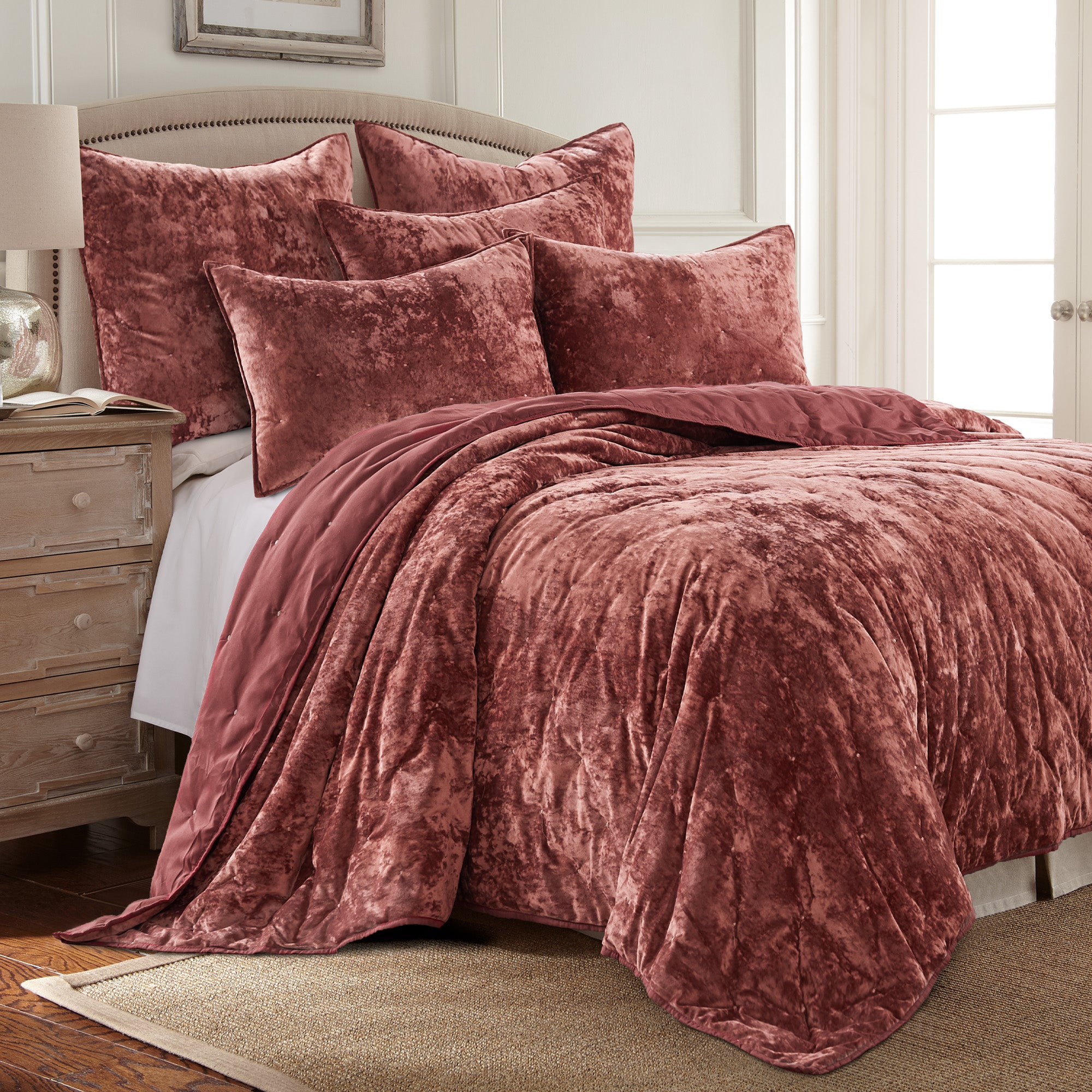 Abruzzi Velvet Spice Standard Sham Pillow Cover - Soft Luxury Velvet Bedding Pillowcase for Home Decor, Living Room, Bedroom - 20x26 Inches