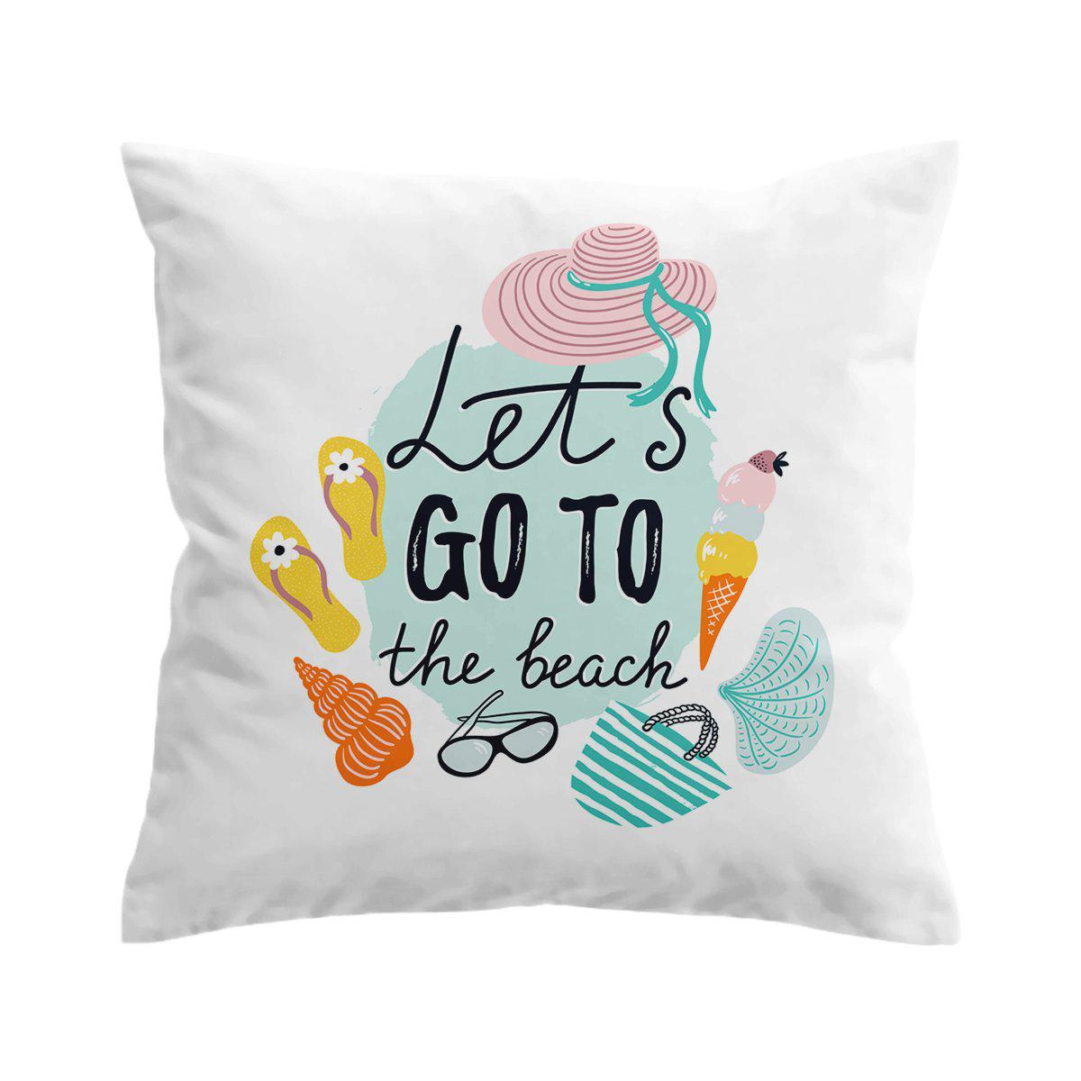 Let's Go to the Beach Pillow Cover - Tropical Summer Decor for Living Room, Bedroom, or Outdoor Patio