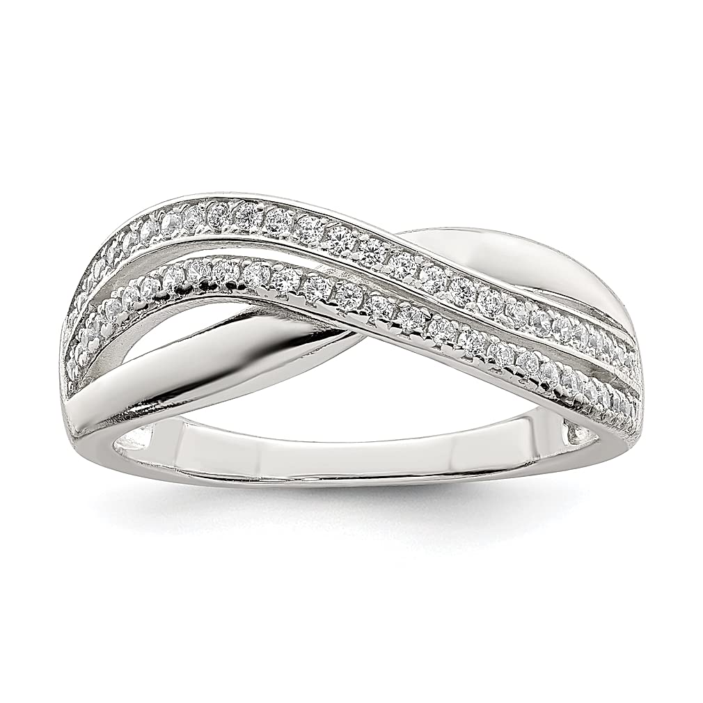 925 Sterling Silver Cubic Zirconia CZ Band Ring for Women - Dainty Elegant Stackable Wedding Engagement Promise Ring - Perfect Gift for Her, Anniversary, Birthday, Valentine's Day