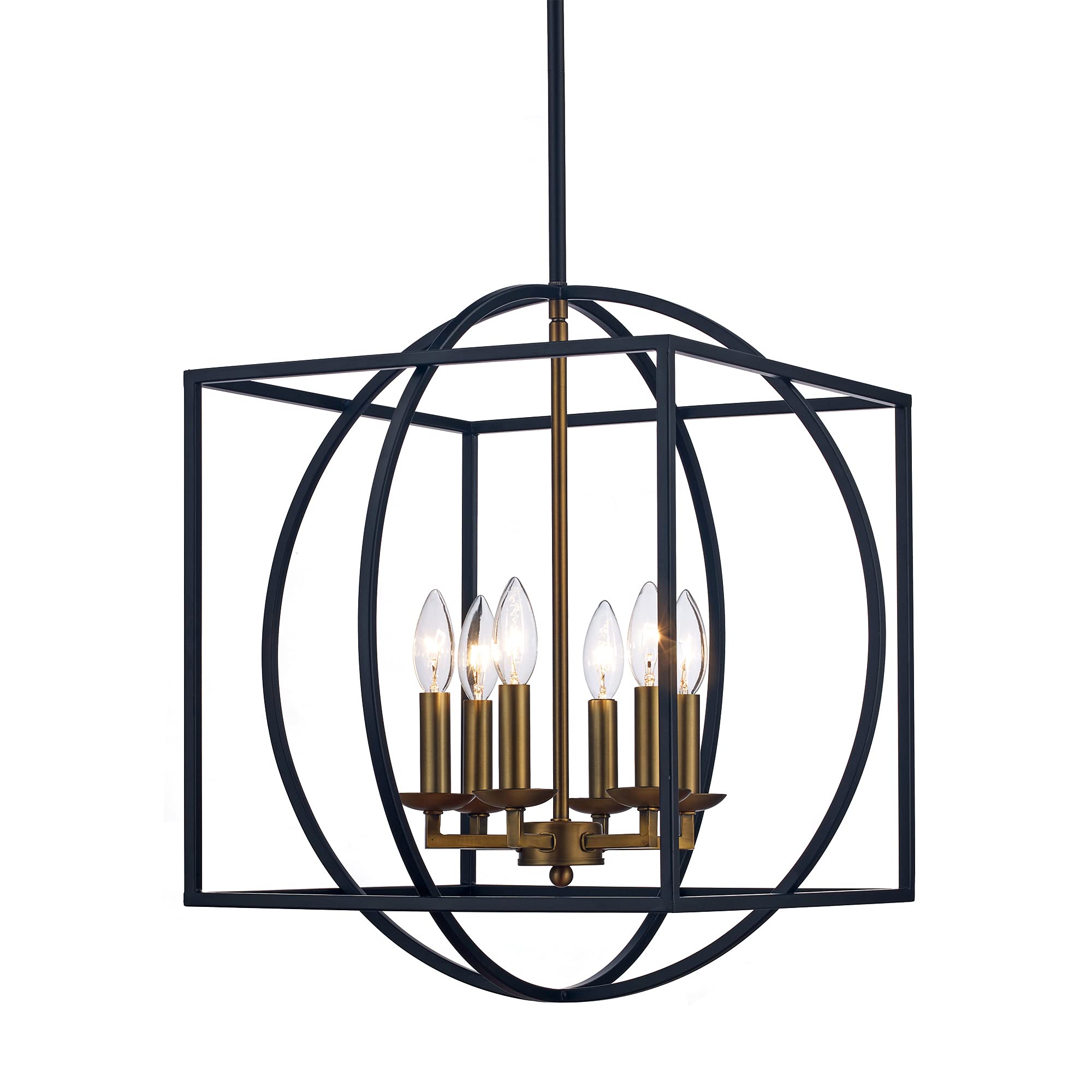 TRANS GLOBE Chattanooga 6-Light Square Candle Chandelier - Modern Farmhouse Ceiling Light Fixture for Dining Room, Living Room & Bedroom