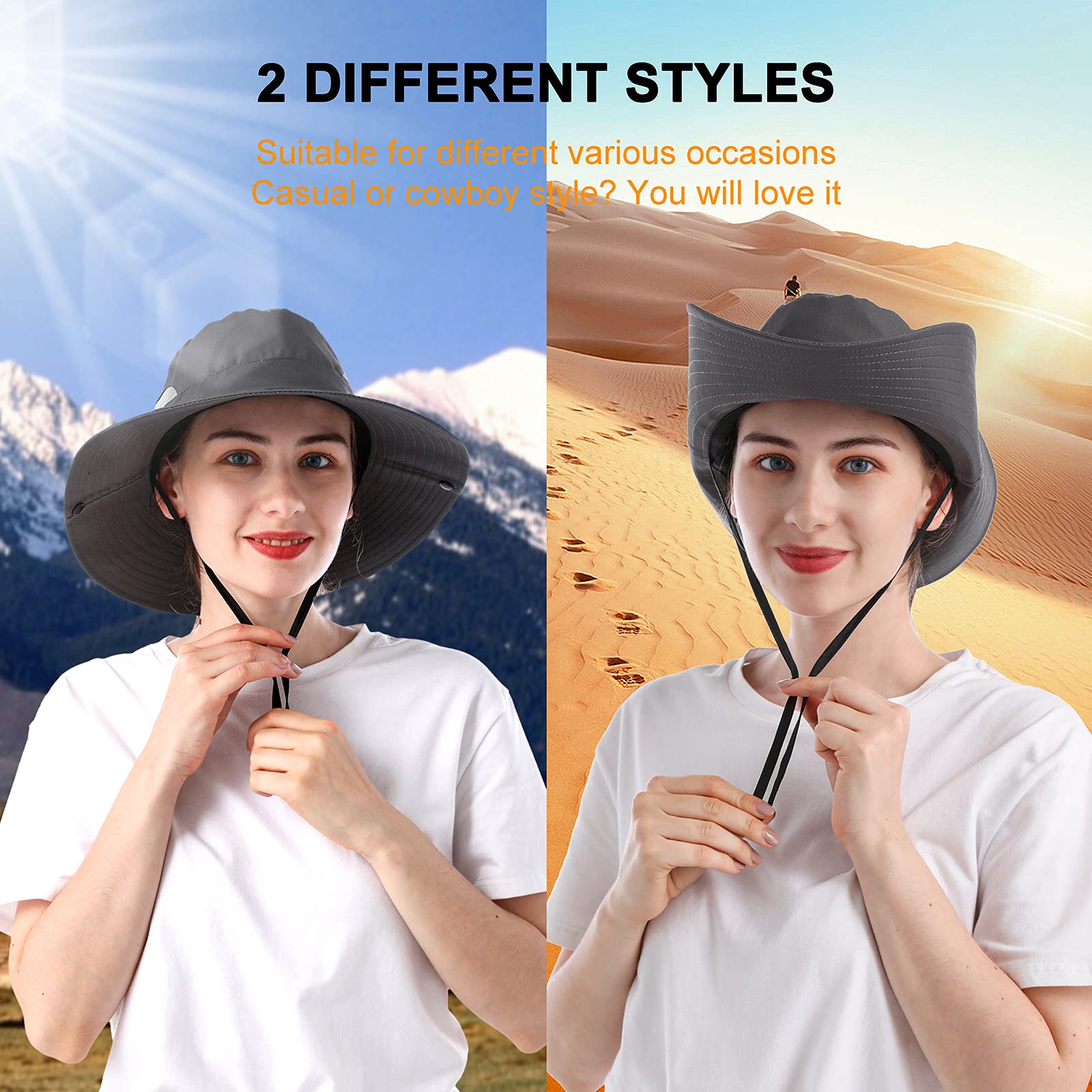 Tutuko Women's Wide Brim Sun Hat - UPF 50+ UV Protection, Foldable Bucket Hat with Ponytail Hole & Breathable Mesh for Beach, Fishing, Outdoor Activities