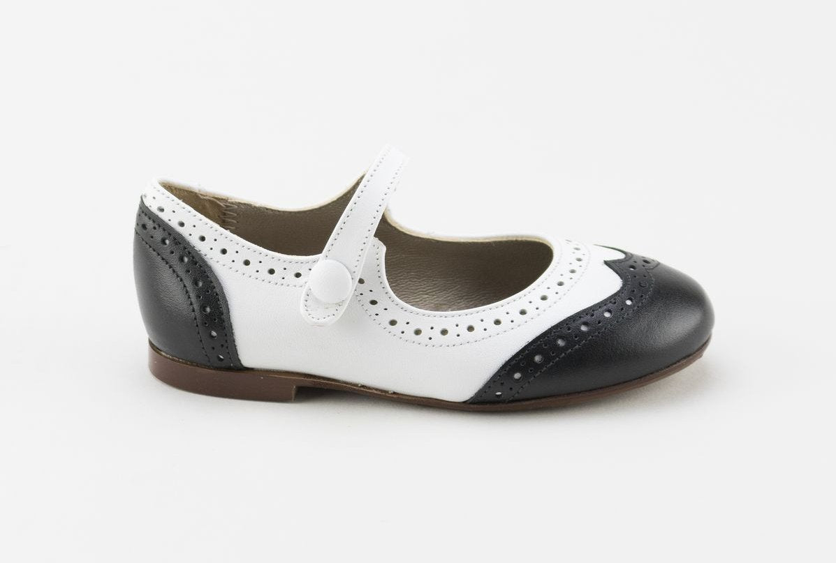 Stylish White & Black Mary Jane Shoes for Women - Comfortable & Fashionable Flats for School, Work & Casual Outfits