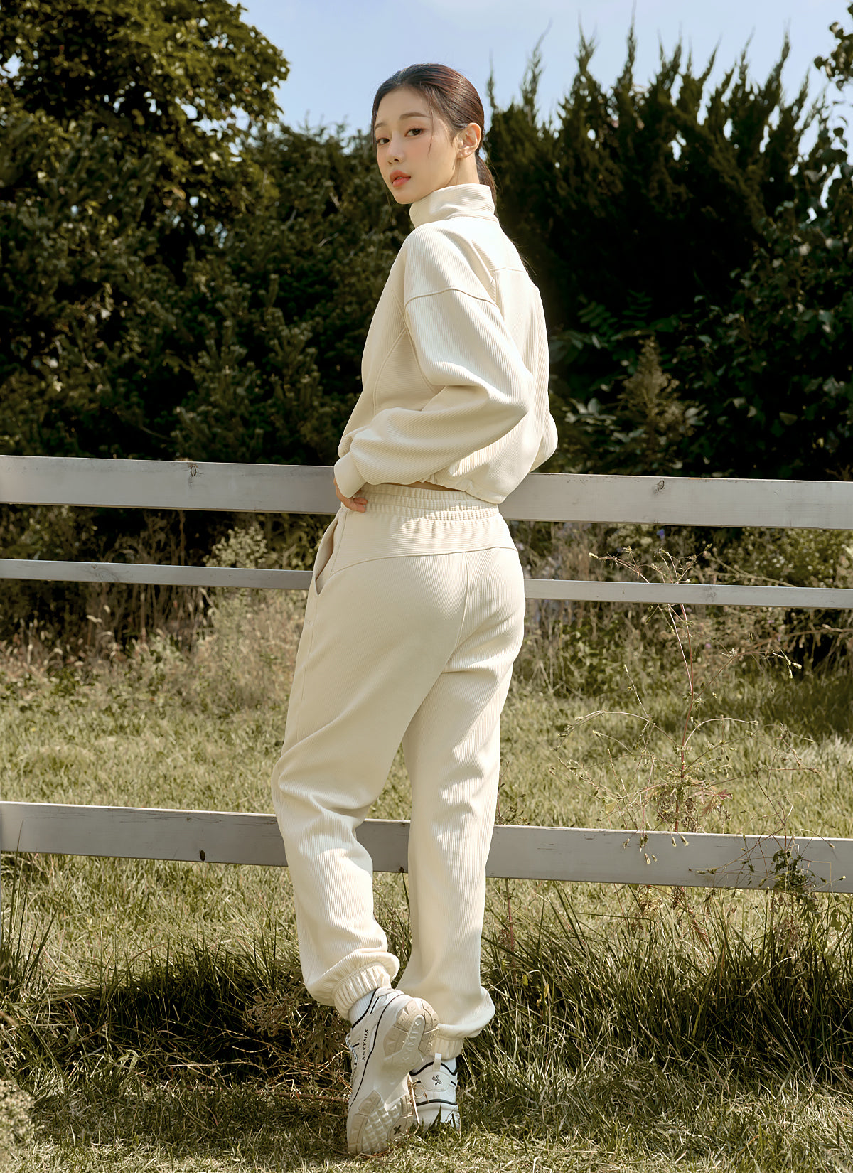 Women's Peach Ribbed Jogger Pants - Soft Stretchy Lounge Pants for Yoga, Running & Casual Wear
