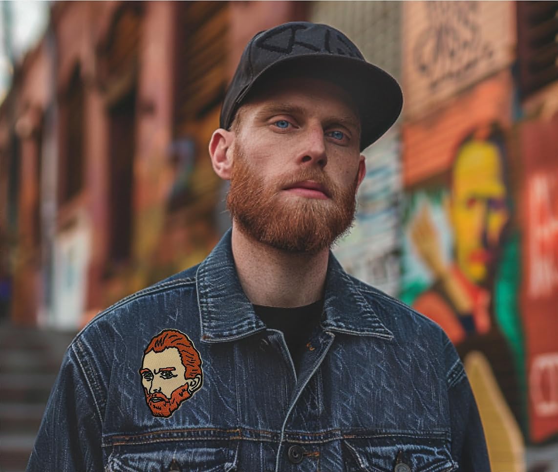 Vincent Van Gogh Portrait Embroidered Iron-On Patch - Artistic Sew-On Badge for Jackets, Bags & DIY Crafts - Funny Novelty Accessory for Art Lovers