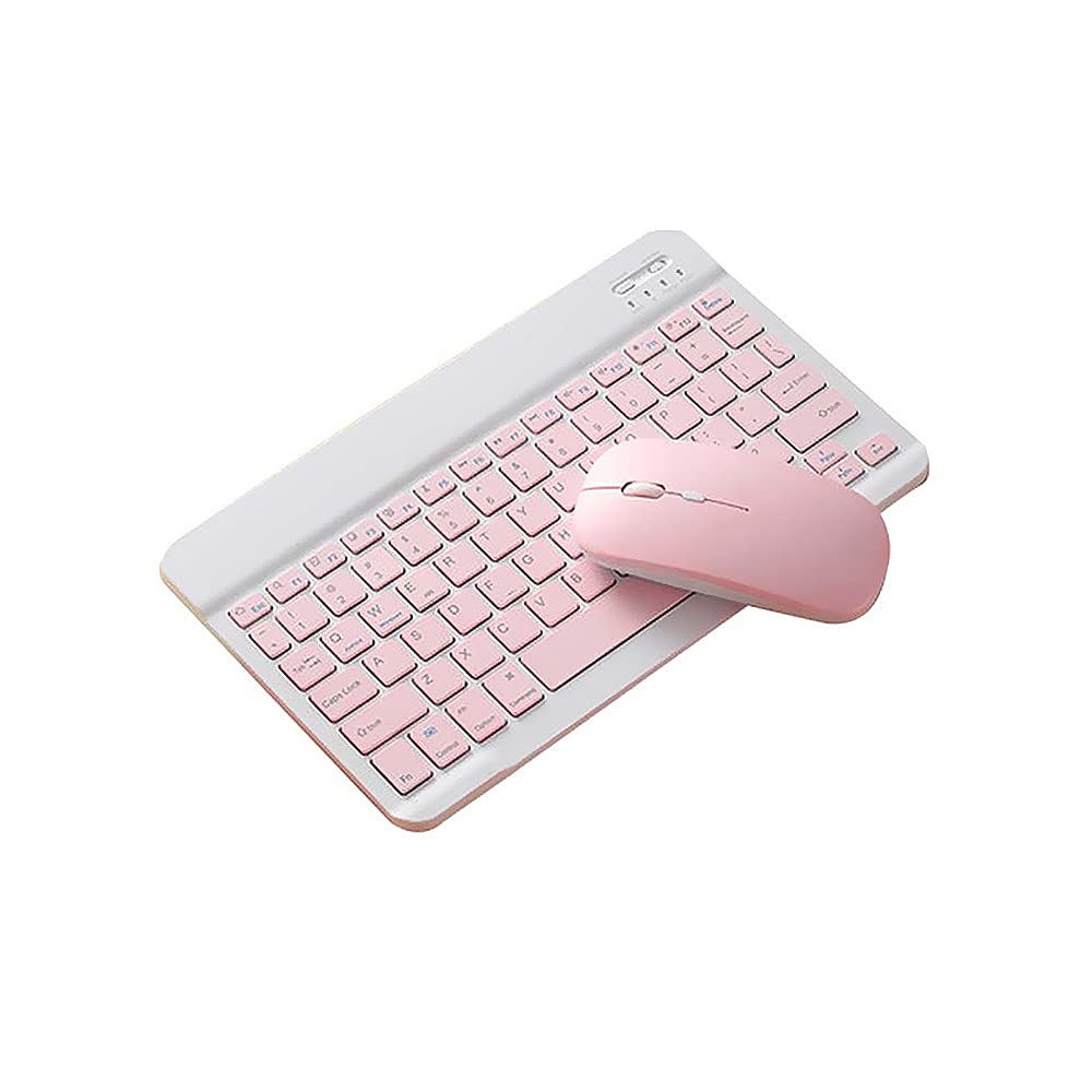 Wireless Keyboard and Mouse Combo, SK-030 10-inch Bluetooth Keyboard with 2.4G Mouse, 78-Key Mini Keyboard, 3-Level DPI Adjustable for Android/iOS/Windows - Pink | Perfect for Home Office, Gaming & Travel Use