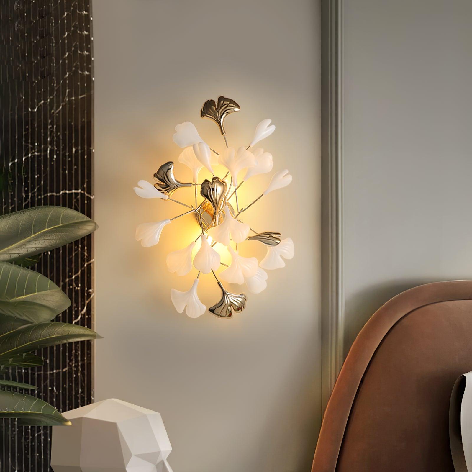 Ginkgo Leaf Wall Lamp - Modern LED Sconce Light Fixture for Bedroom, Living Room, and Hallway Decor | Energy-Efficient Home Lighting Solution