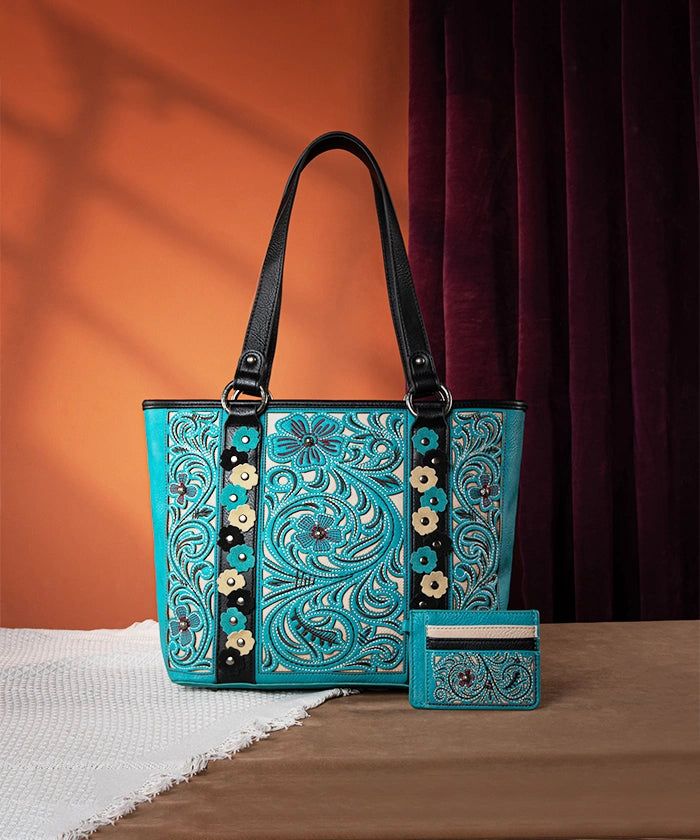 Montana West Embroidered Floral Cut Out Tote Bag for Women - Stylish Handbag for Work, Travel & Shopping