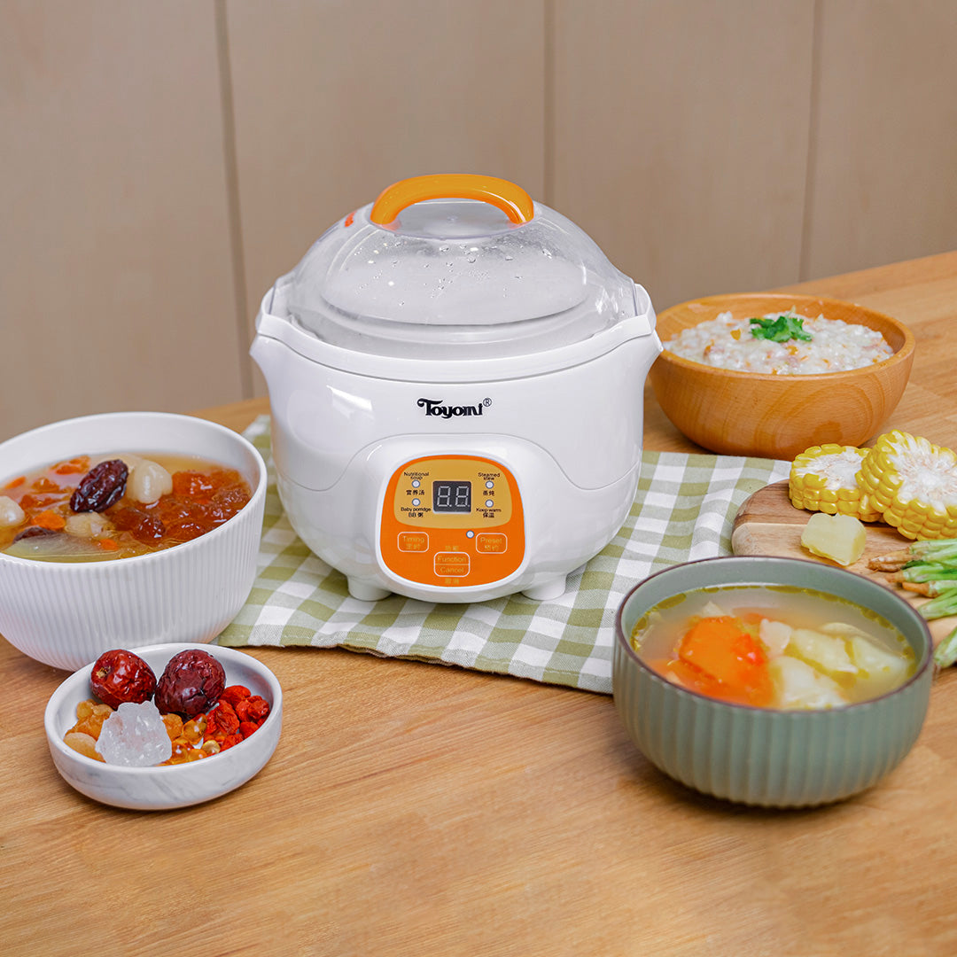 TOYOMI 0.7L Mini Double Boiler Stew Cooker SC 707 - Small Stainless Steel Slow Cooker for Soups, Sauces & Custards - Perfect for Dorms, Offices & Small Kitchens