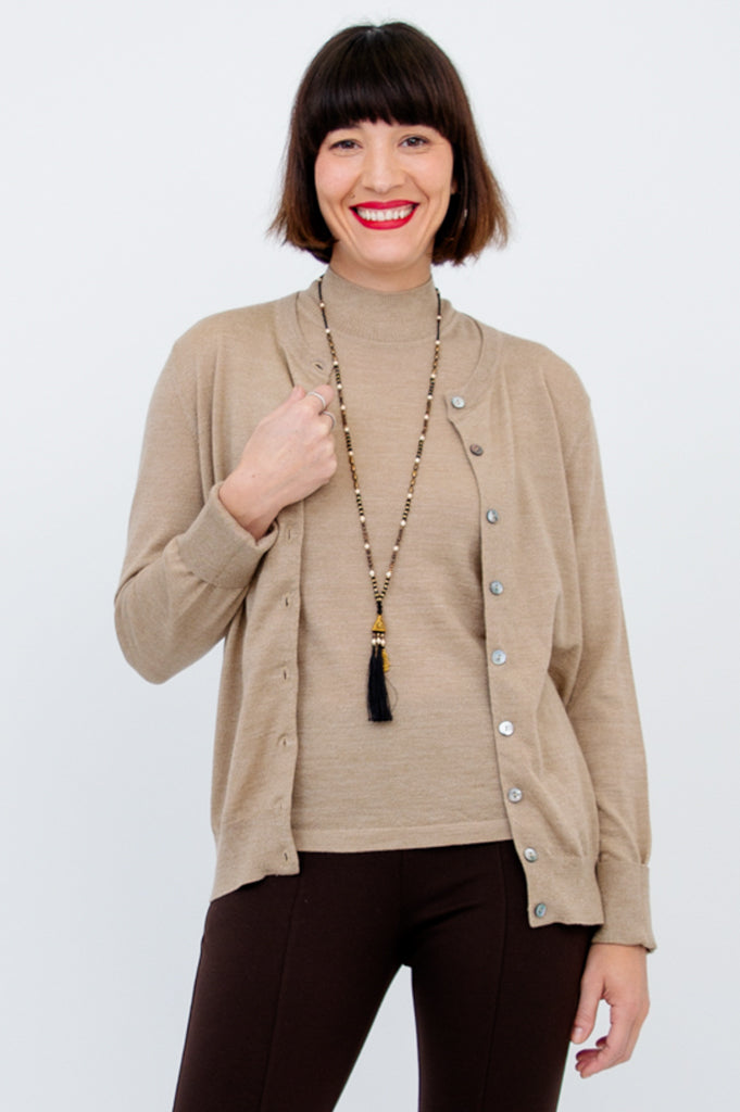 Soft Merino Wool Kitten Cardigan in Barley Color - Cozy & Stylish Sweater for Cats - Perfect for Winter Outfits and Indoor Comfort