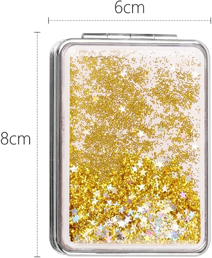 MEPOINT Compact Mirror for Women - 2-Sided Folding Pocket Mirror with 1x/2x Magnification, Bling Quicksand Design, Portable Travel Makeup Mirror for Purse | Perfect for On-the-Go Touch Ups, Travel, and Daily Makeup Routine