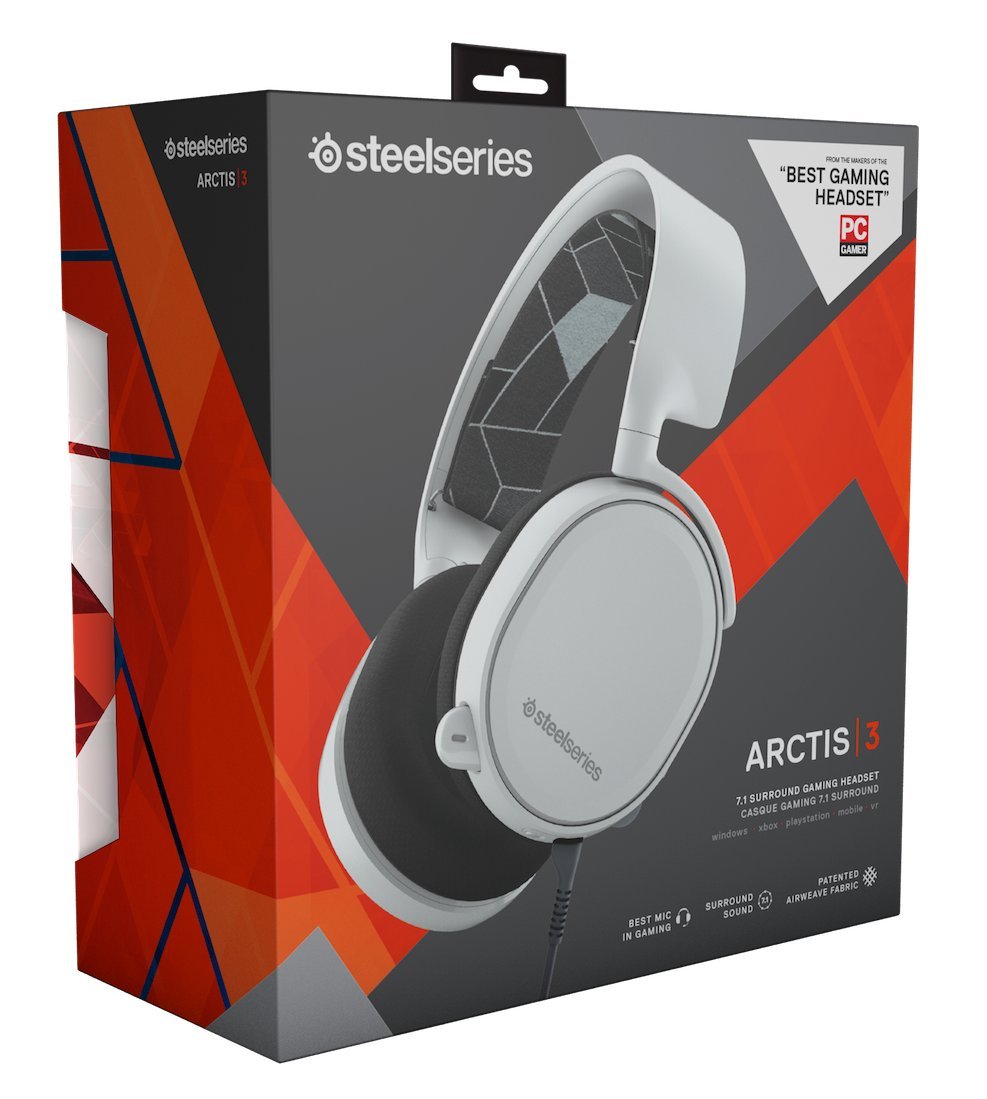 SteelSeries Arctis 3 Legacy Edition Wireless Gaming Headset - Multi-Platform Compatible with PC, Mac, PS4, Xbox One, Switch, Mobile & VR - Crystal Clear Audio for Immersive Gaming, Streaming & Online Meetings - White