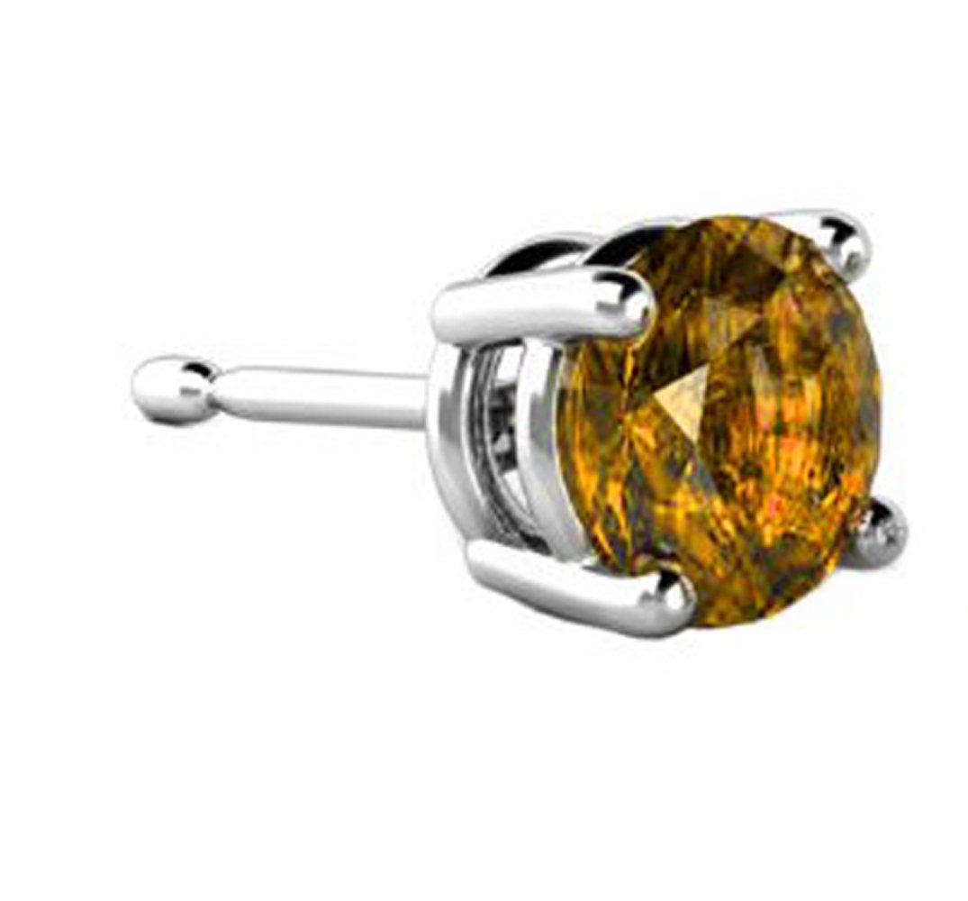 2.00 Carat Sterling Silver Dark Yellow Simulated Topaz Round CZ Stud Earrings - Perfect for Everyday Wear, Gift Giving & Special Occasions
