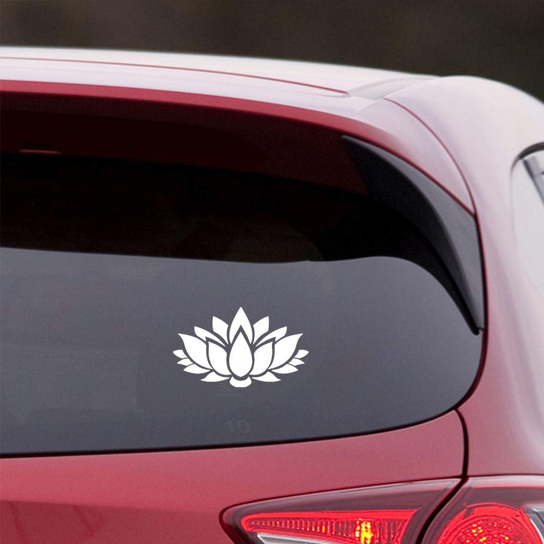 Premium Waterproof Vinyl Decal Stickers - Set of 2 White Lotus Flowers for Laptop, Phone, Helmet, Car Window, Mug & Wall Decor | DIY Home & Office Decoration