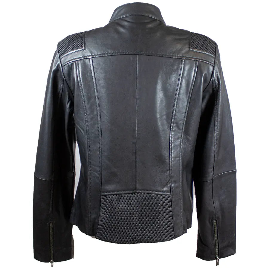 BOL Women's Basket Weave Accent Leather Jacket - Stylish Faux Leather Biker Jacket for Women | Perfect for Casual Outfits, Date Nights & Fall Fashion