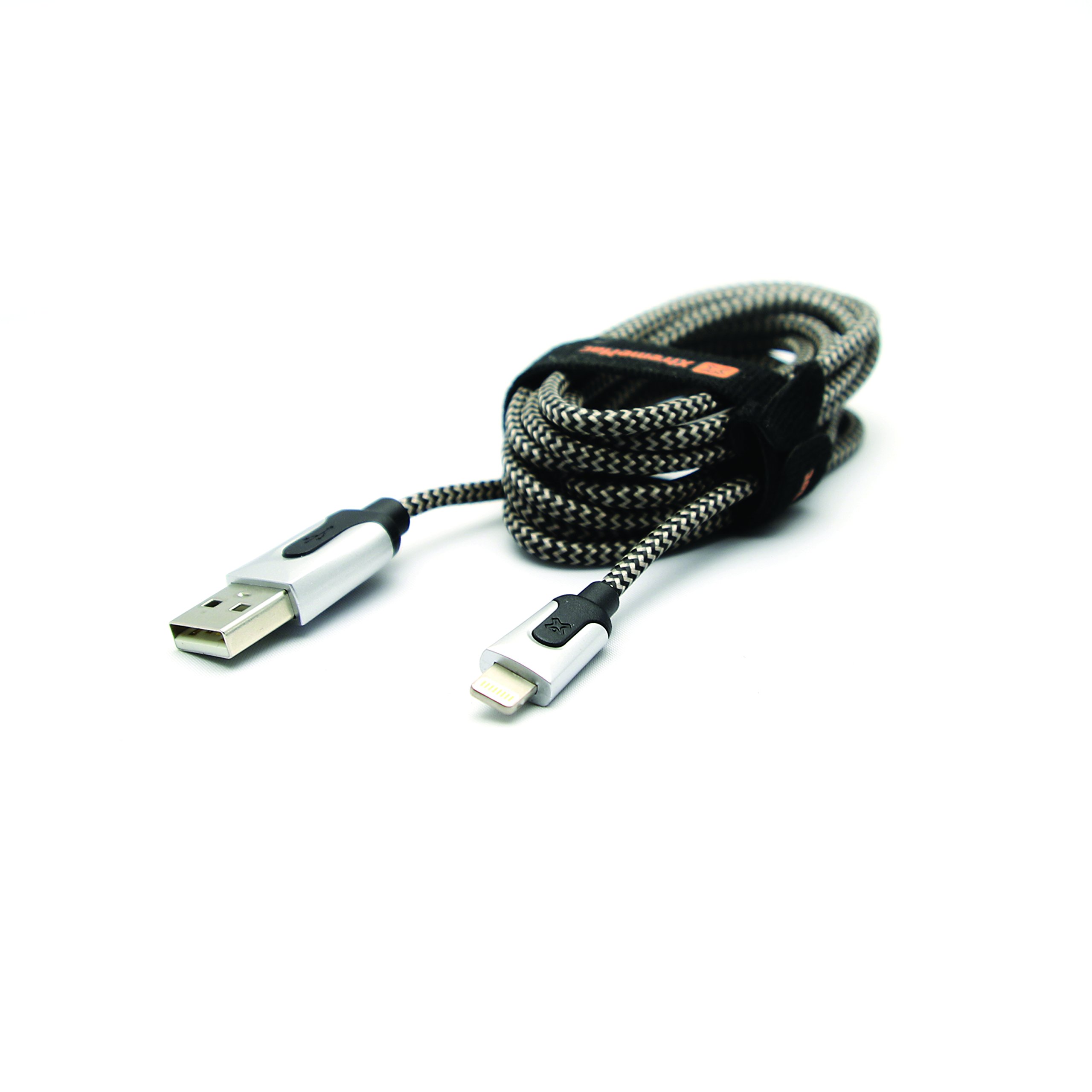 XtremeMac 2m Premium Lightning to USB Cable for iPhone - Silver | Fast Charging & Sync | Perfect for Home, Office & Travel