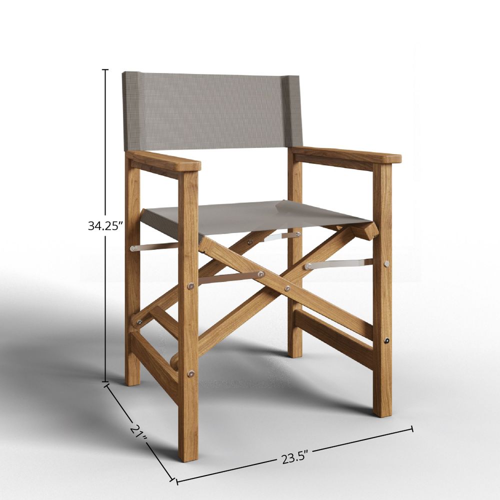 Teak Outdoor Dining Folding Armchair in Taupe - Weather-Resistant Patio Furniture for Garden, Poolside & Restaurant Use