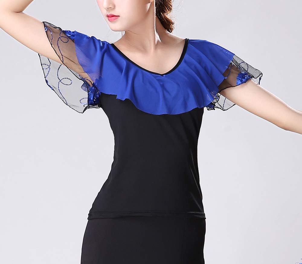 Elegant White Ballroom Latin Square Dance Performance Top - Modern Dance Costume Shirt for Women - Perfect for Competitions, Shows & Practice