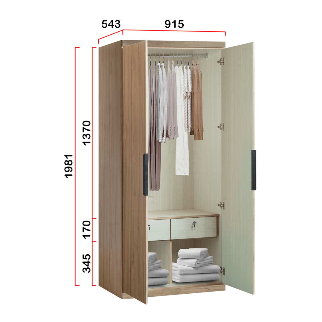 Kerris 2 Door Open Wardrobe - Solid Plywood Closet Organizer for Bedroom, Living Room & Walk-In Closet - Modern Freestanding Storage Cabinet for Clothes, Shoes & Accessories