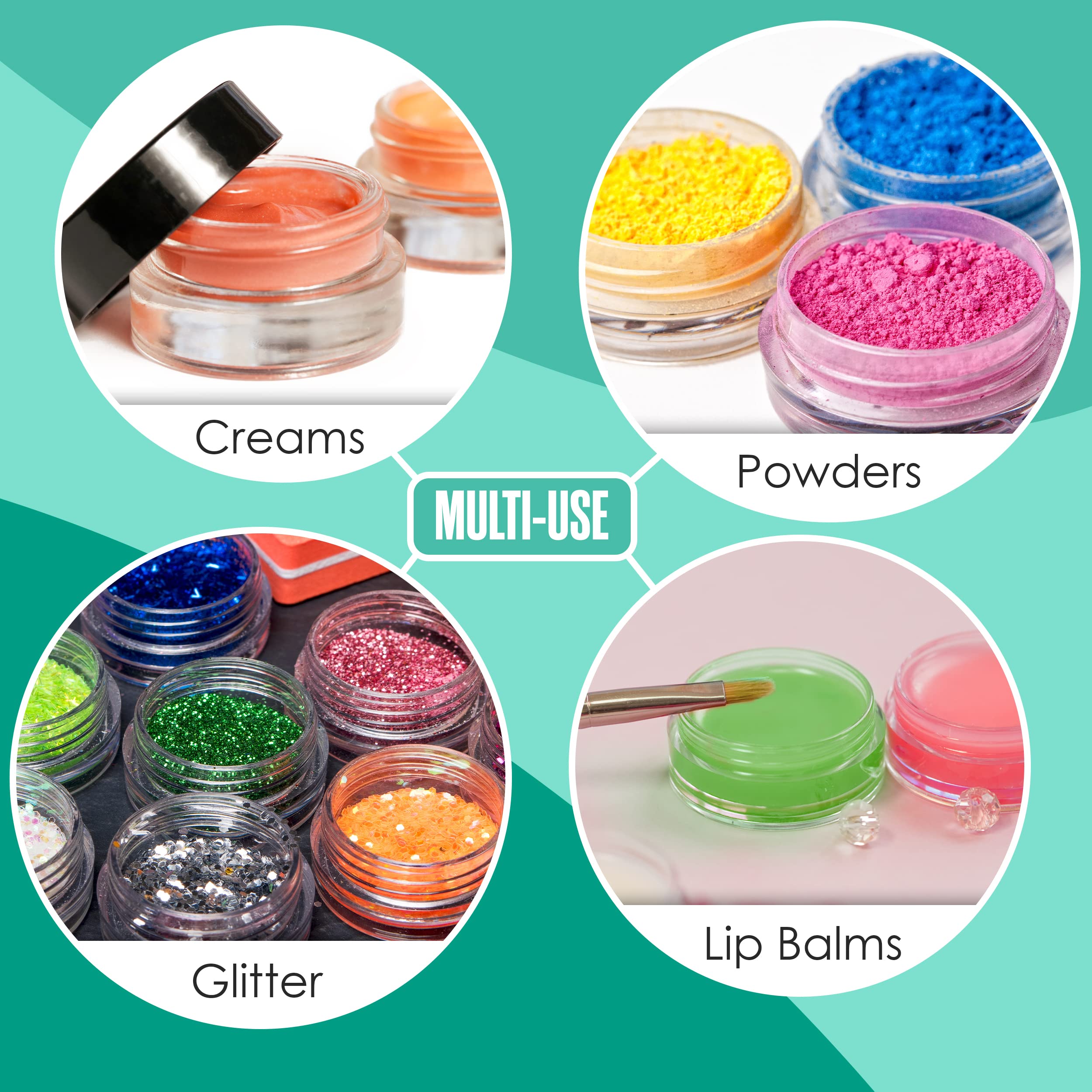 Houseables 3 Gram Empty Plastic Jars with Screw Cap Lids - 2000 Pack BPA-Free Small Round Containers for Cosmetics, Makeup, Eyeshadow, Nail Polish, Powder & Paint - Perfect for DIY Beauty Products, Travel Size Storage & Craft Supplies