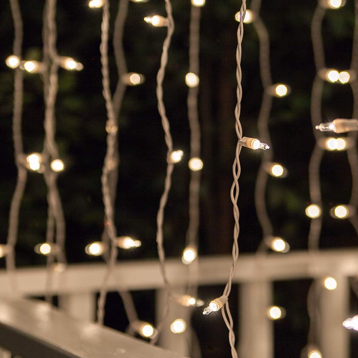 150-Light 6-Foot Clear Incandescent Curtain String Lights for Bedroom Decor - Indoor/Outdoor Christmas & Holiday Icicle Lighting (65