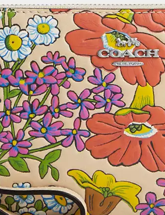 Coach Corner Zip Wristlet with Floral Print - Stylish Crossbody Bag for Women, Perfect for Parties, Travel & Everyday Use