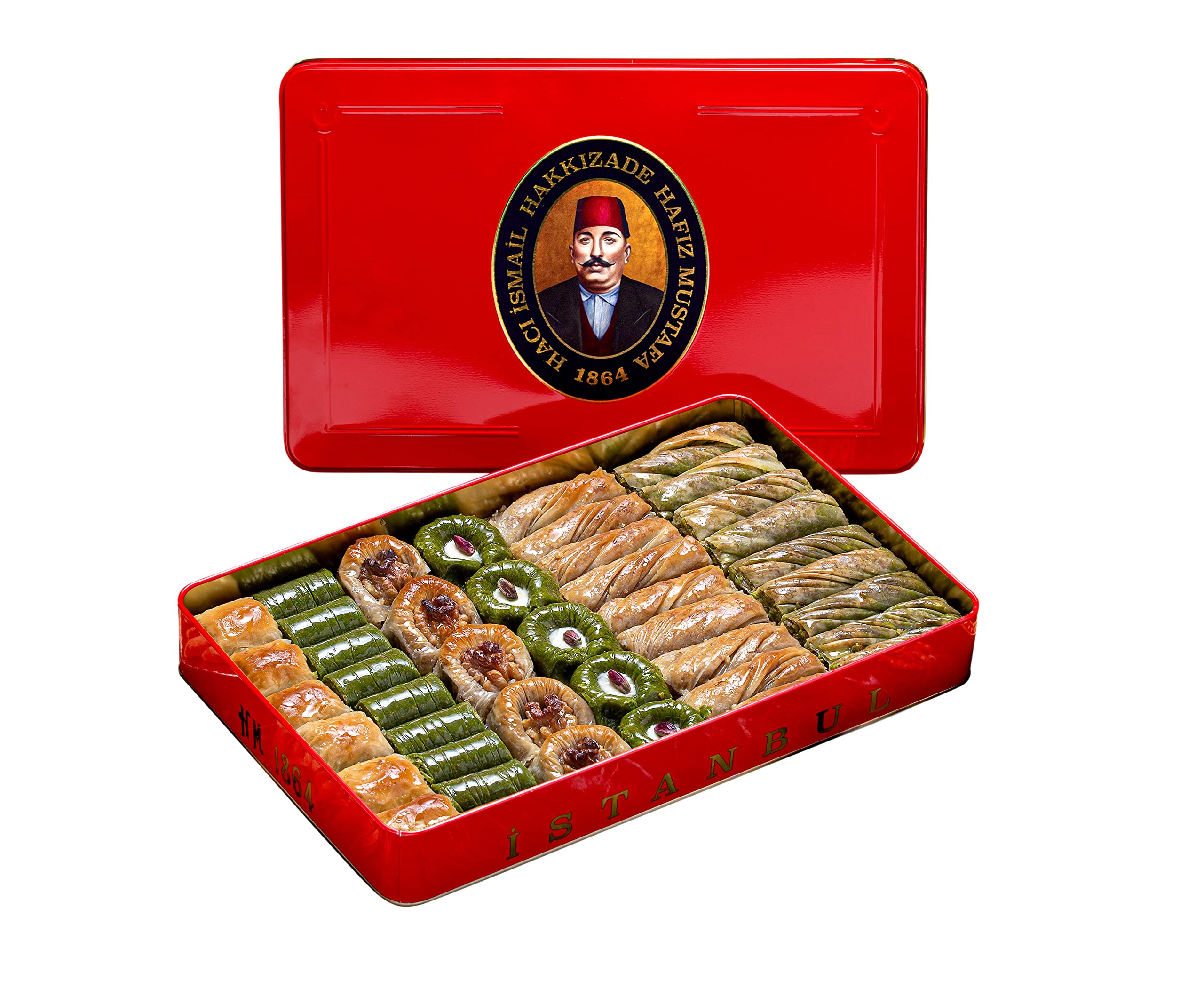 Premium Hafiz Mustafa 1864 Istanbul Baklava Pastry Gift Box - Authentic Turkish Baklava Dessert with Pistachio, Hazelnut & Walnut - Fresh Phyllo Dough Layers - Perfect for Birthday, Christmas Gifts & Special Occasions - Enjoy as Sweet Treat, After-Dinner Dessert or Coffee Companion