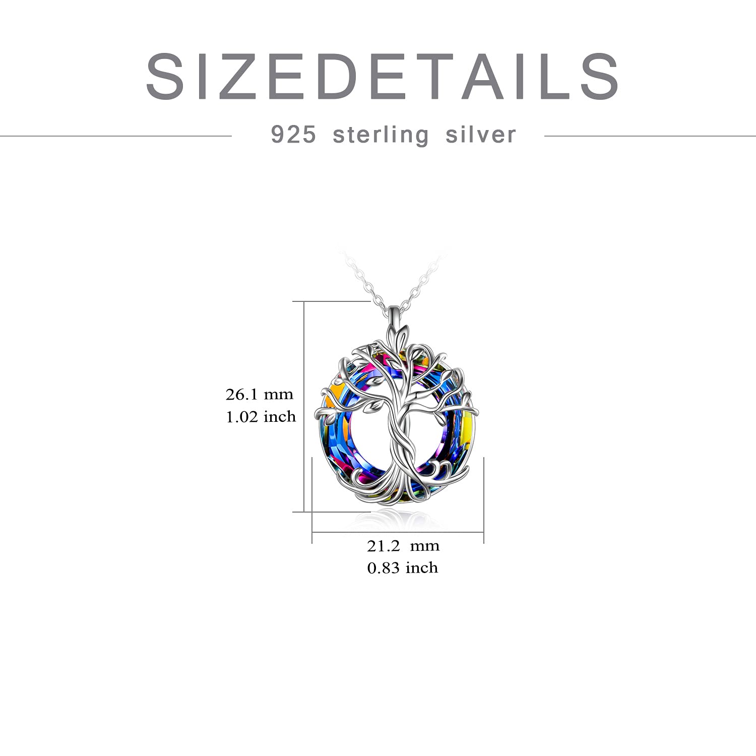 TOUPOP 925 Sterling Silver Tree of Life Necklace for Women - Austrian Crystal Family Jewelry - Elegant Gift for Mom, Mother's Day, Birthday - Perfect for Weddings, Anniversaries & Special Occasions
