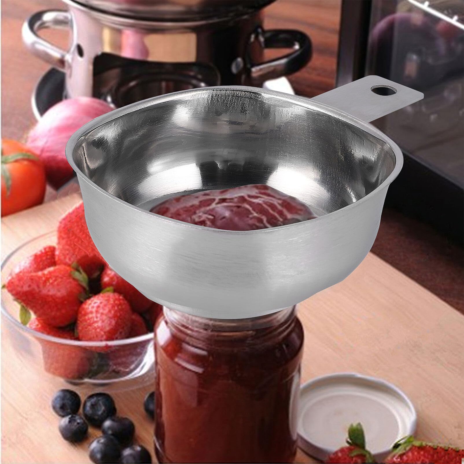 Stainless Steel Wide Mouth Canning Funnel for Mason Jars & Bottles - Hemoton Large Food Filling Funnel (Silver) - Perfect for Home Canning, Preserving, and DIY Kitchen Projects