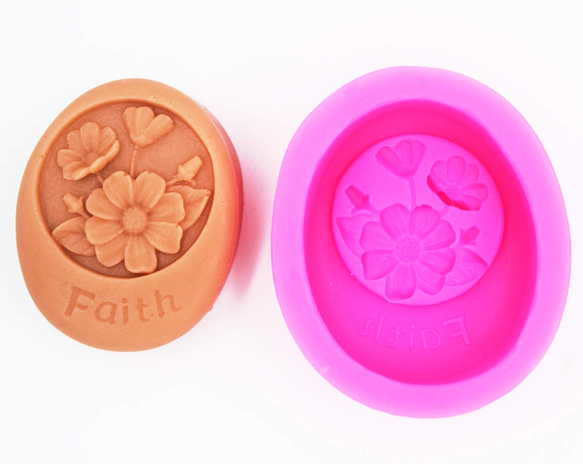 Flower Faith 50088 Silicone Soap Molds for DIY Handmade Soap Making - 6 Cavity Craft Art Molds for Bath Bombs, Candles, Resin, Chocolate - Perfect for Home, Spa, and Gift Making