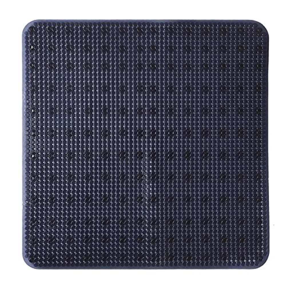 Non-Slip Bath Mat for Shower & Bathtub - 21x21 Inch PVC Shower Floor Mat with Suction Cups & Drain Holes, Machine Washable, Dark Blue - Ideal for Elderly & Kids Safety, Bathroom Anti-Slip Solution