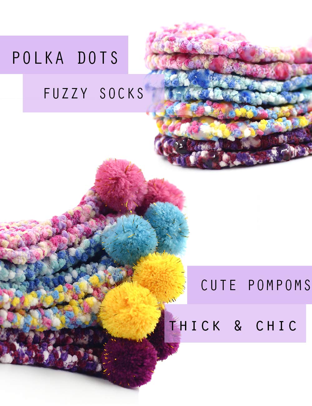 Cozy Women's Fuzzy Socks with Polka Dots - Non-Slip Slipper Socks for Winter Warmth, Cute Cupcake Pattern Gift Idea - Perfect for Lounge, Bedtime & Cold Weather Comfort
