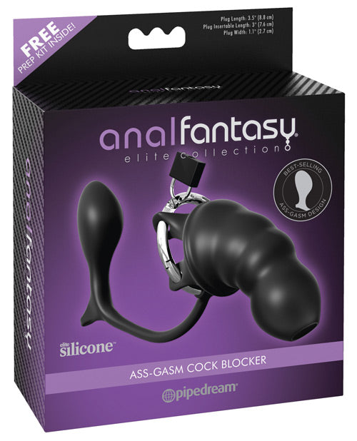 Anal Fantasy Elite Silicone Butt Plug with Chastity Cage - Black | Comfortable & Secure Adult Toy for BDSM, Couples Play & Solo Pleasure