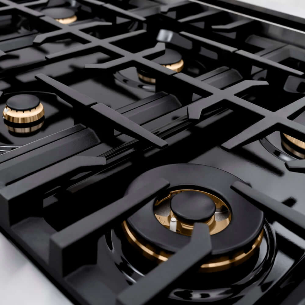 ZLINE 36 Inch 5.2 Cu. Ft. Professional Gas Range with Convection Oven - Stainless Steel with 6 Brass Burners (HGR BR 36) - Perfect for Home Chefs & Modern Kitchens