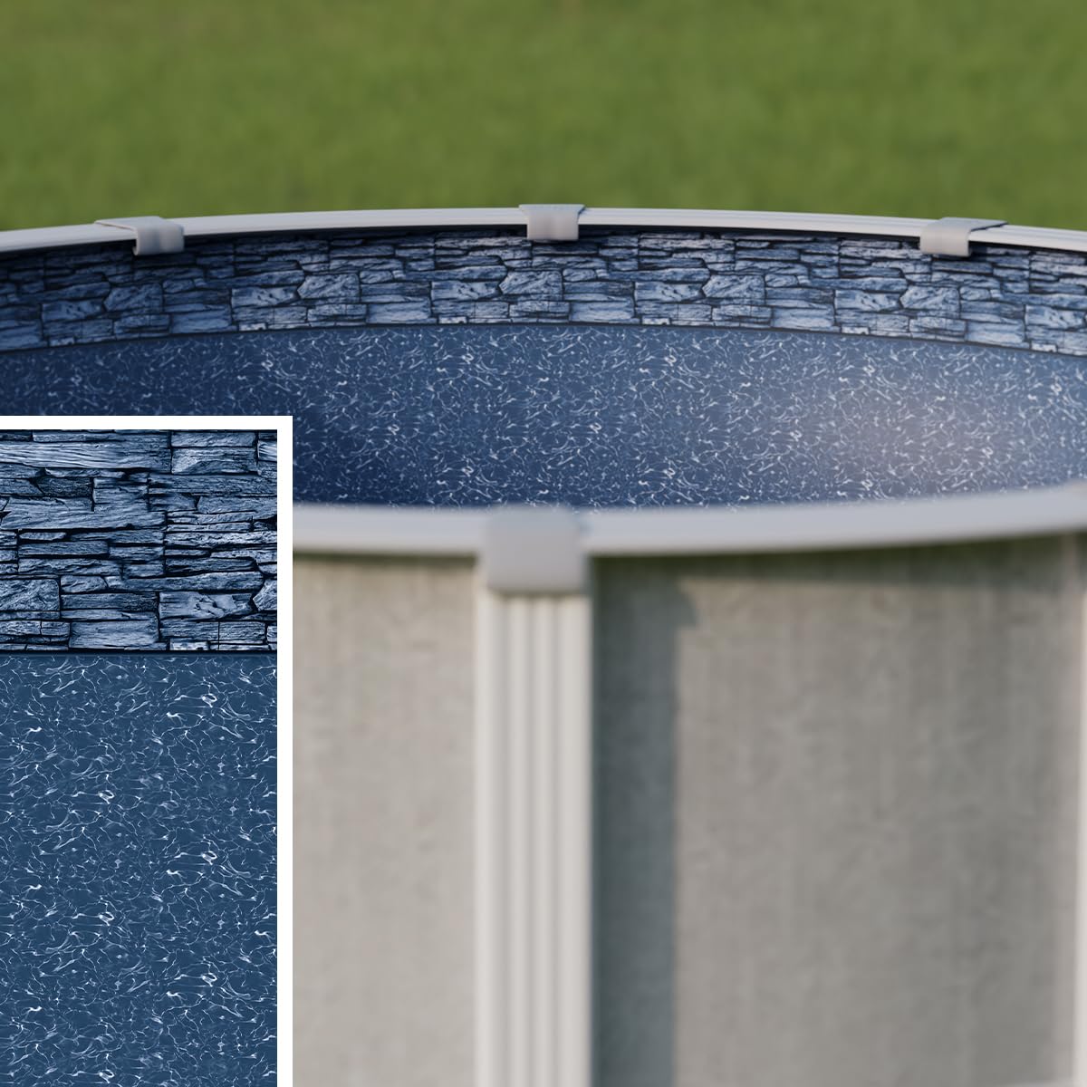 Pureline 15' x 30' Oval Stacked Stone Overlap Above Ground Pool Liner - 48