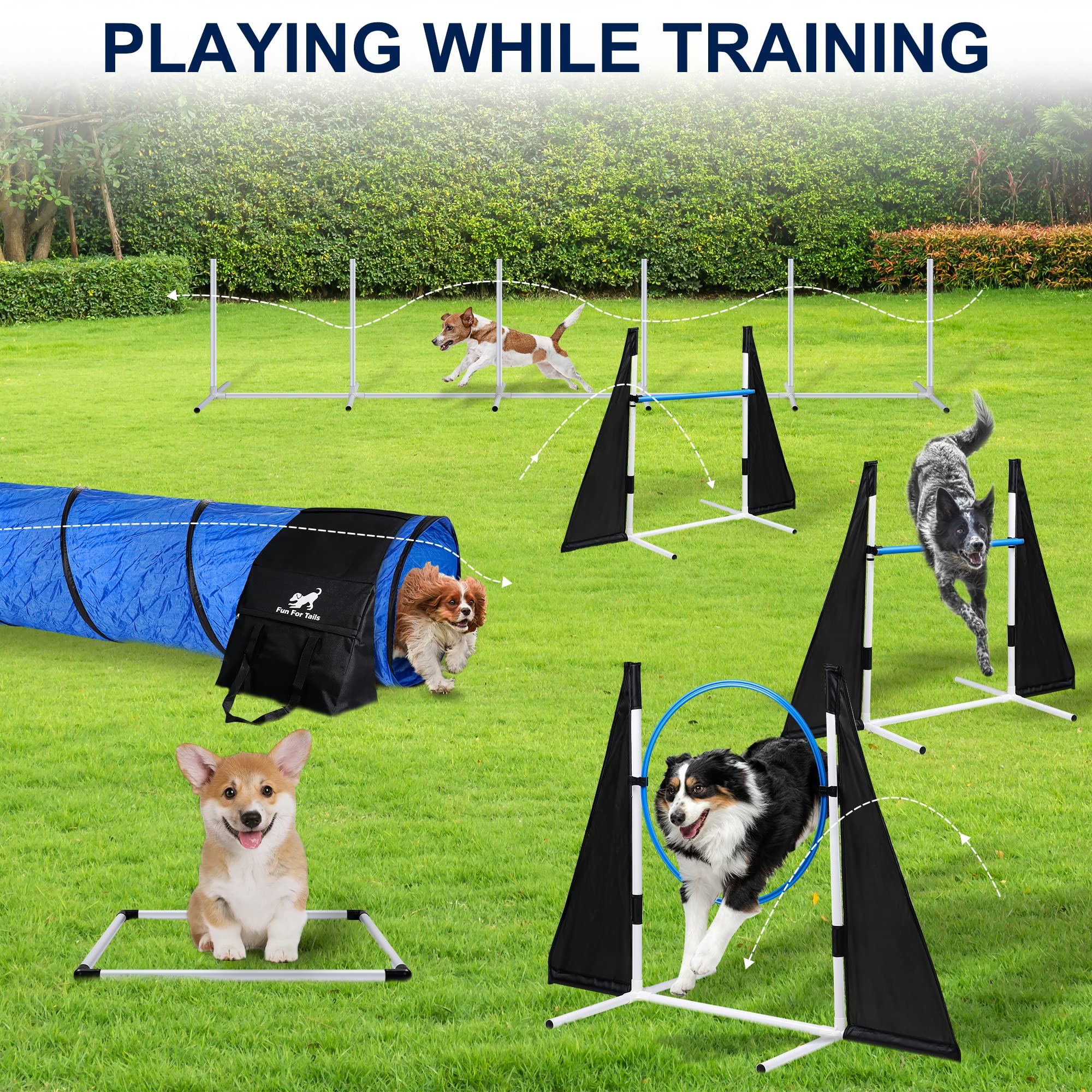 Premium Dog Agility Training Equipment Set - Adjustable Obstacle Course for Small & Large Dogs | Professional Puppy Training Tools for Backyard, Park & Competition Use | Fun Exercise & Agility Practice for Pets