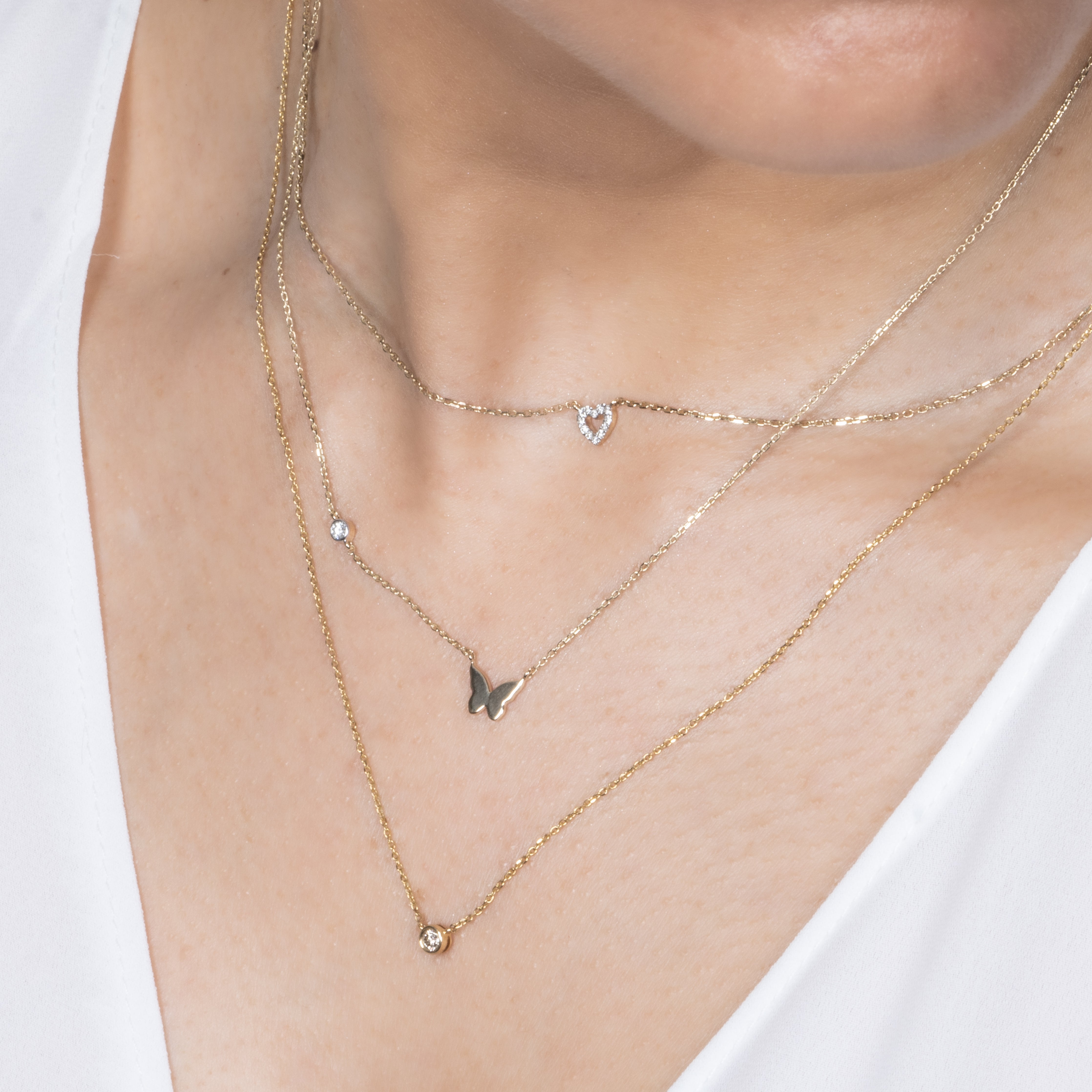14K Rose Gold Bubble Butterfly & Diamond Pendant Necklace - Elegant Jewelry for Women, Perfect for Gifts, Parties & Special Occasions