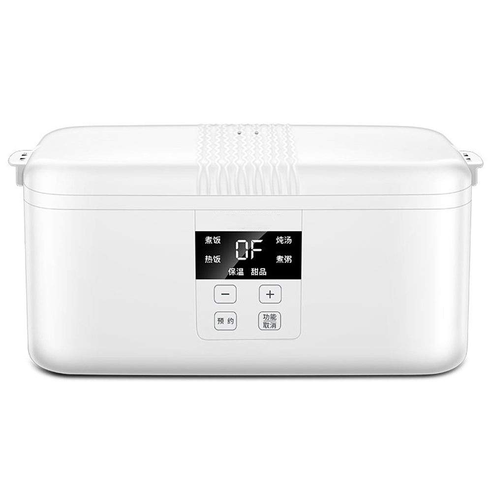 Electric Double Tiered Food Steamer - Portable Lunch Box Heater with Removable Ceramic Container | Mini Rice Cooker for Office, Travel & Home | BPA-Free Food Grade Material