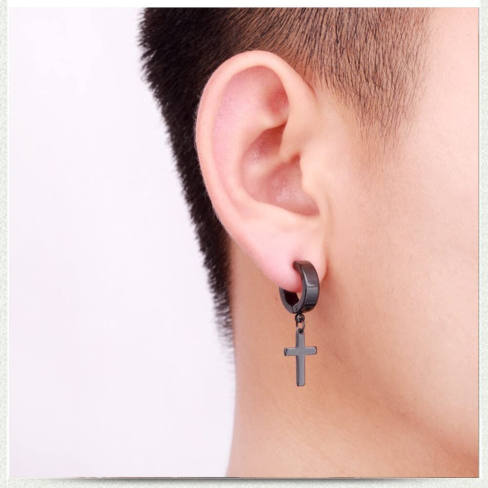 1 Pair 50 Styles Unisex Black Stainless Steel Barbell Earrings for Women & Men - Punk Gothic Body Jewelry for Cartilage, Helix, Nose Piercing - Perfect for Concerts, Parties & Alternative Fashion