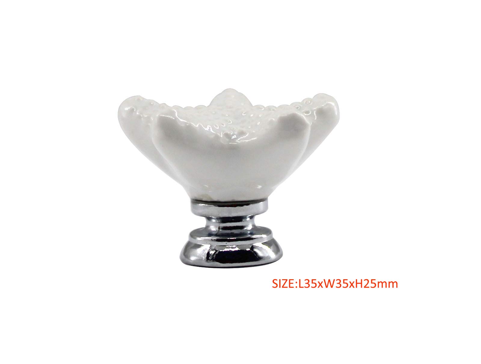8 Pack White Starfish Shaped Ceramic Drawer Knobs with Zinc Alloy Base - Cabinet Pulls & Dresser Handles for Wardrobe, Kitchen Cabinets & Bathroom Storage (Sea Theme Decor)