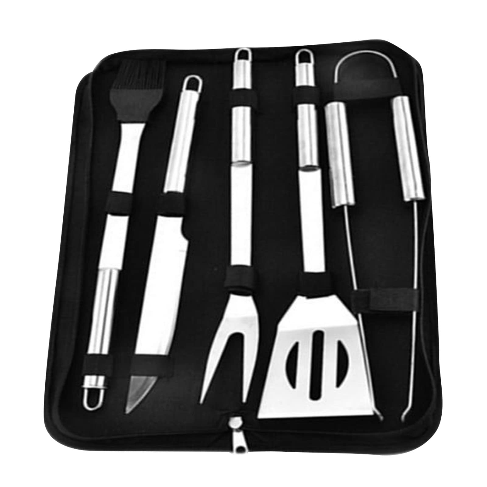 Zerlibeaful 5-Piece Stainless Steel BBQ Grill Utensil Set - Portable Cooking Tools with Carrying Case - Perfect for Outdoor Grilling, Camping, Picnics & Backyard Barbecues (Multicolor, One Size)