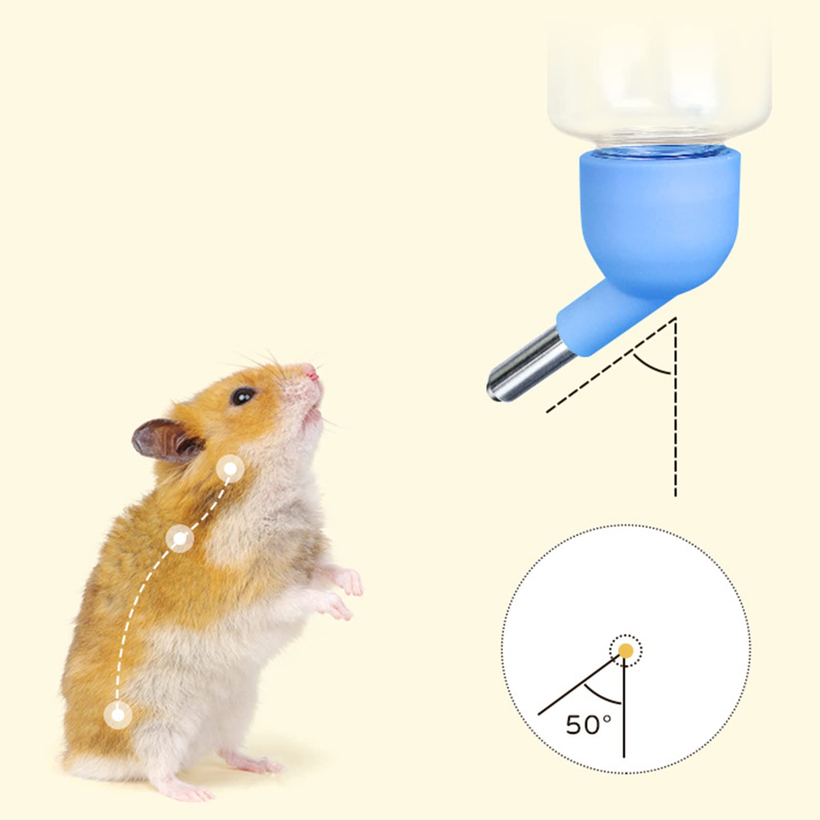 Hamster Water Bottle Dispenser - Hangable Pet Drinking Fountain Feeder for Cages, Travel & Outdoor Use