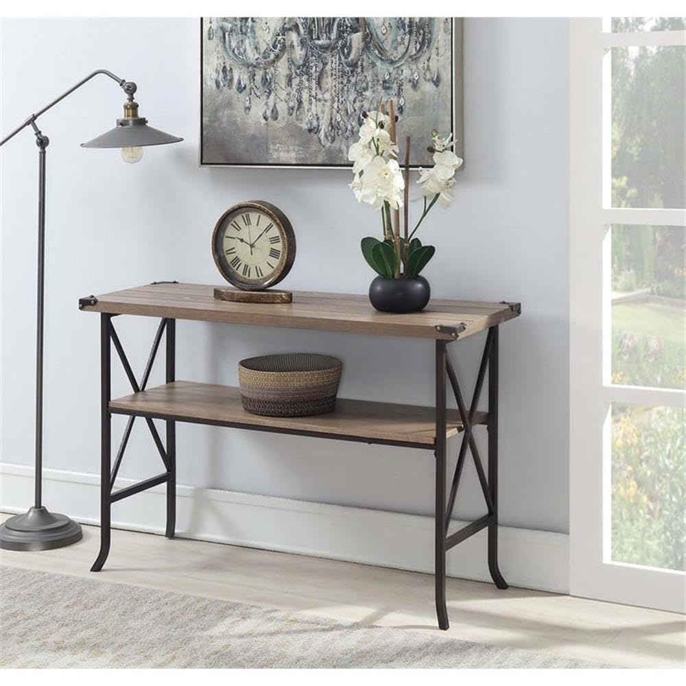 Convenience Concepts Brookline Console Table - Driftwood Brown Frame Entryway Sofa Table for Living Room, Hallway & Home Decor