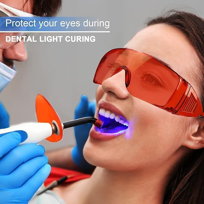 3 PCS Dental Lab Safety Glasses - Anti-Fog Protective Goggles for Teeth Whitening & Curing Light - UV Shield for Dentists, Hygienists & Dental Students - Ideal for Dental Procedures & Lab Work