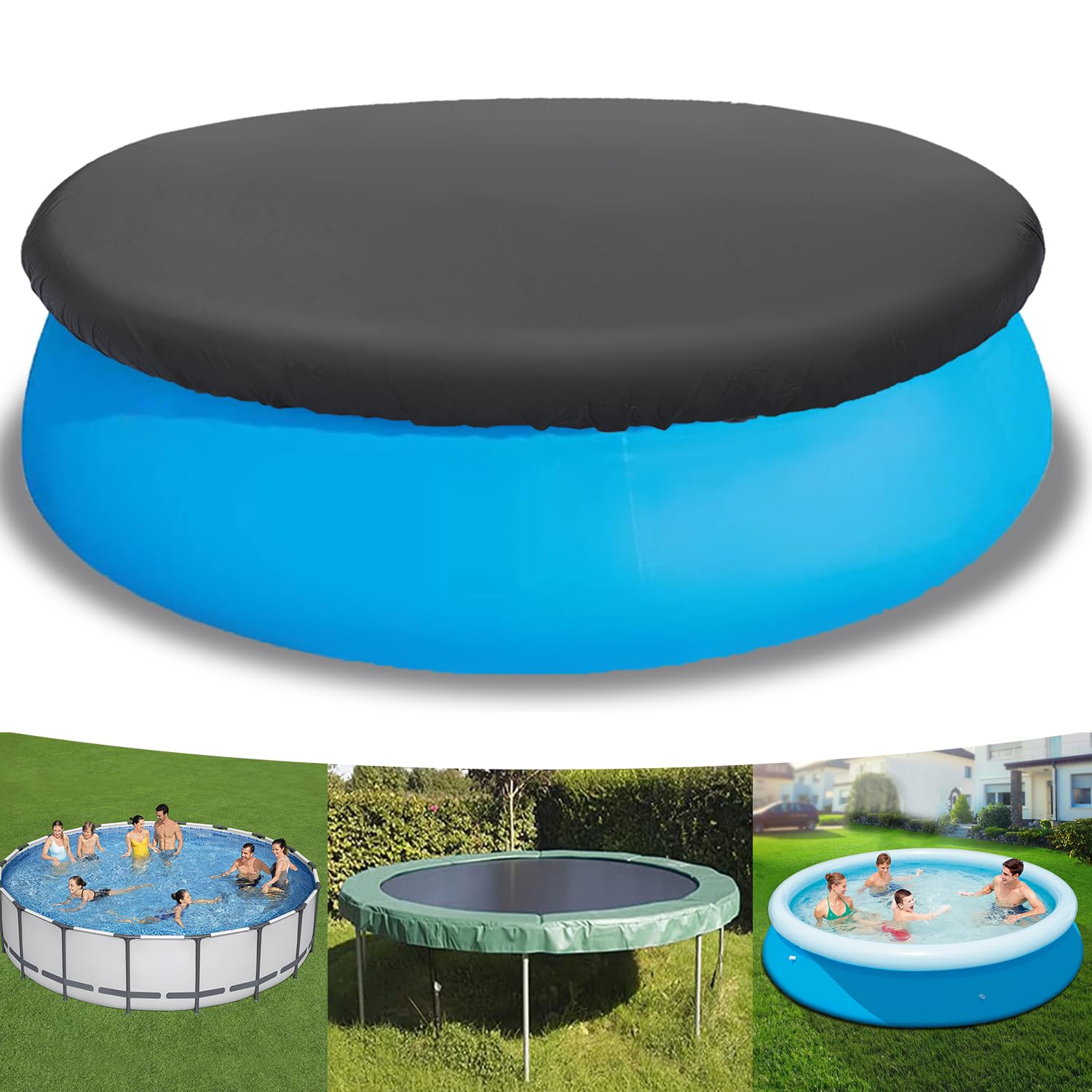 10ft Round Inflatable Pool Cover for Above Ground Frame Pools - Heavy Duty Waterproof, Dustproof & Tear Resistant Spa Blanket - Perfect for Hot Tubs, Winter Protection & Outdoor Pool Maintenance