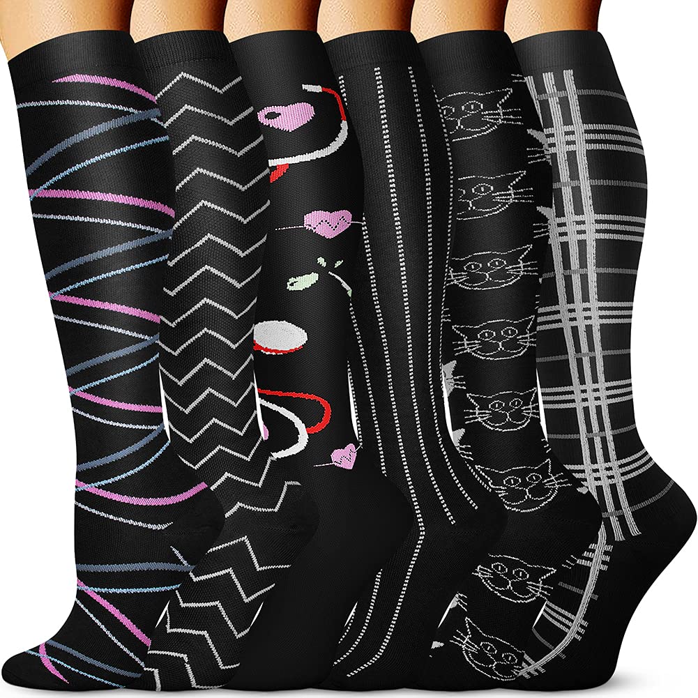 Best Copper Compression Socks for Women & Men - 6 Pairs (15-20 mmHg) - Improve Circulation & Recovery - Ideal for Running, Nursing, Cycling & Sports Performance