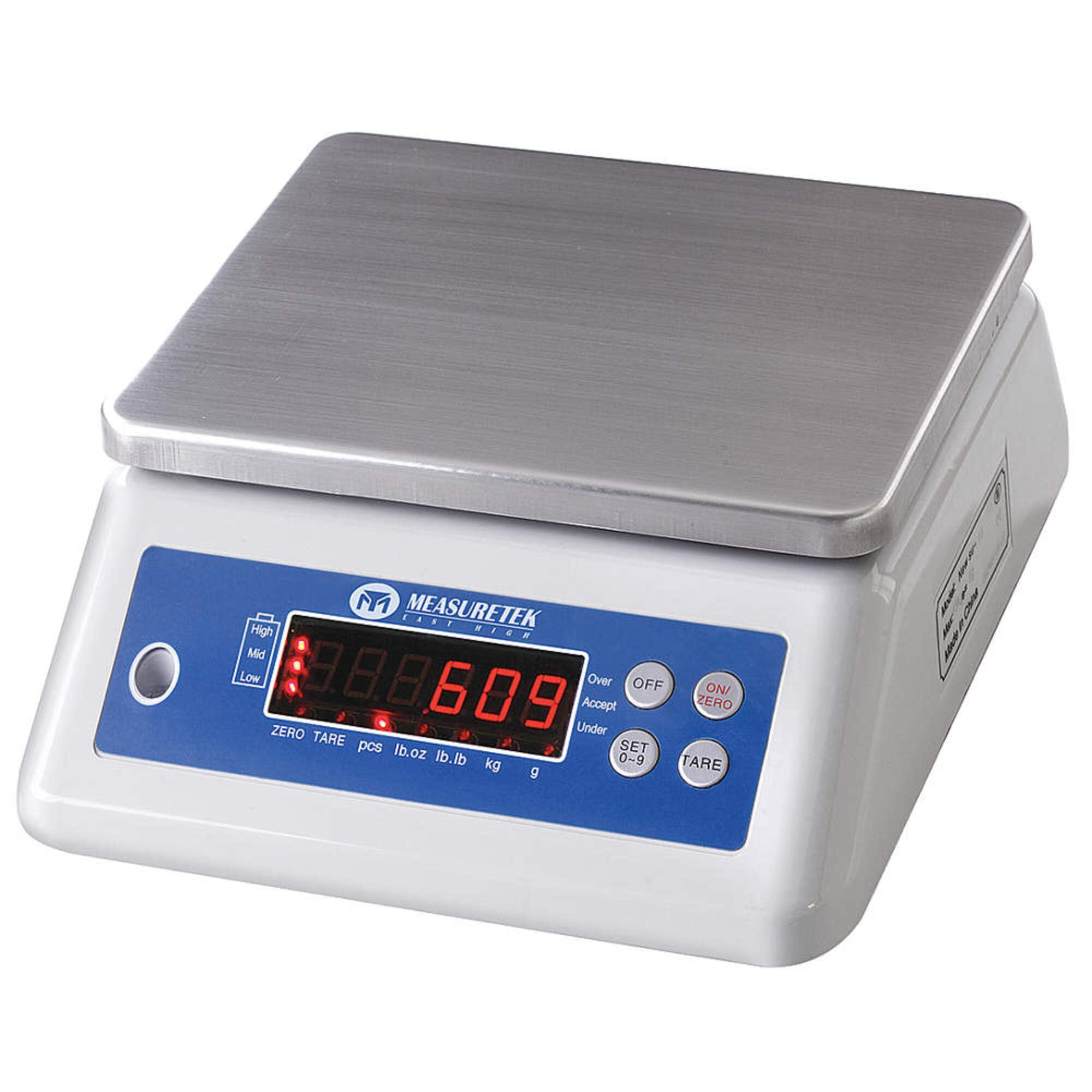 Washdown Bench Scale - Digital Industrial Scale 3kg/6.6 lb Capacity - Waterproof & Durable for Food Processing, Laboratories & Commercial Kitchens