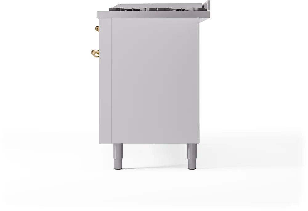 ILVE Nostalgie II 60-Inch Dual Fuel Natural Gas Range - White with Brass Trim (UP60FNMPWHG) | Professional Kitchen Appliance for Home Chefs & Cooking Enthusiasts