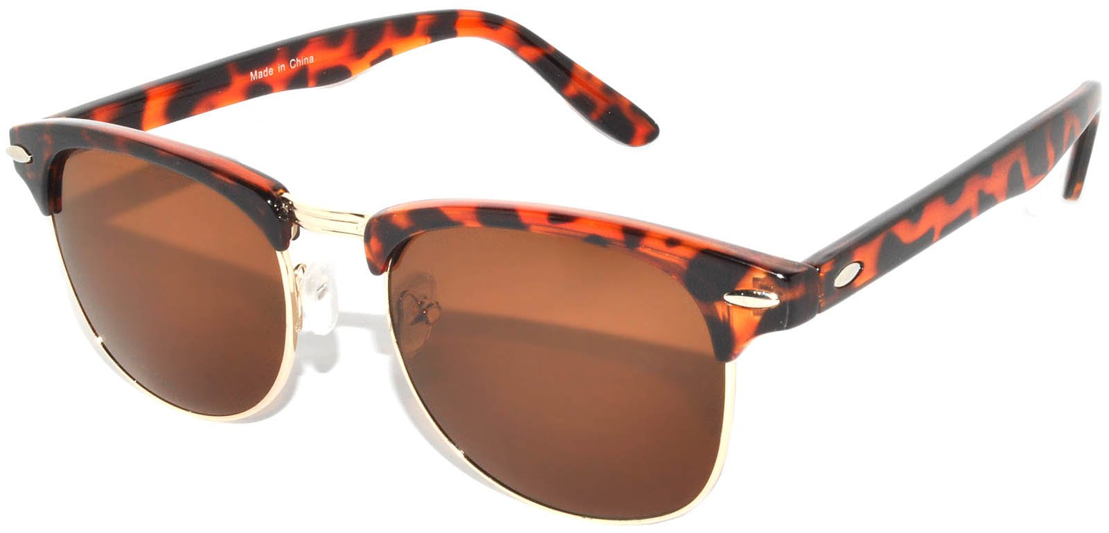 Vintage Retro Semi-Rimless Sunglasses for Men & Women - UV400 Protection Smoke Lens Metal Plastic Frame | Perfect for Driving, Beach, Outdoor Activities & Fashion Accessories