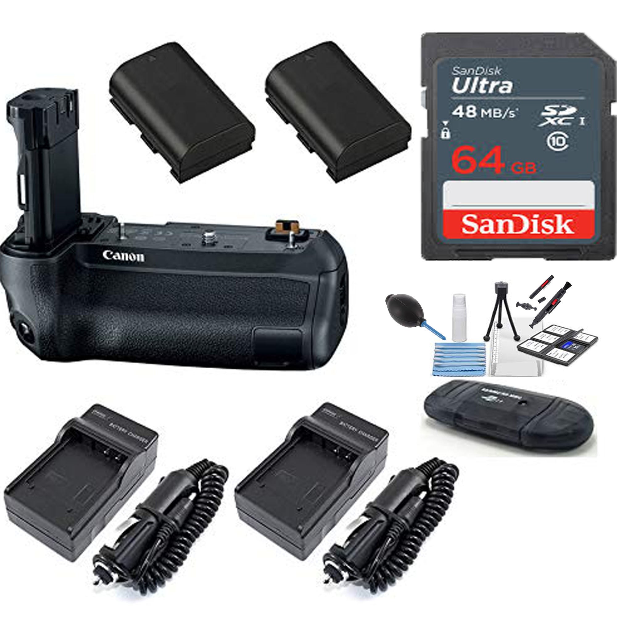 Canon BG-E22 Battery Grip for EOS DSLR Cameras with SanDisk 64GB SDXC Memory Card, 2 LP-E17 Batteries & Dual AC/DC Chargers - Perfect for Travel Photography and Extended Shooting Sessions