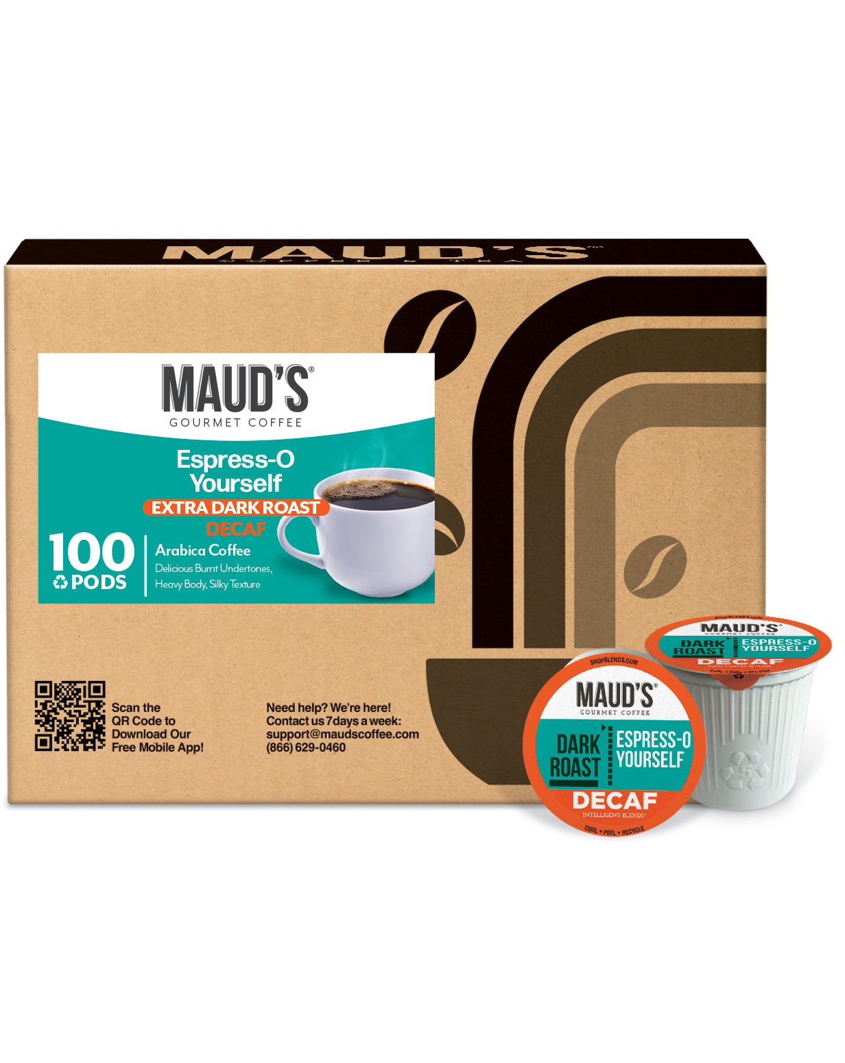 Premium Maud's Decaf Espresso Roast Coffee Pods - Dark Roast, Low Acid, 100% Arabica - Perfect for Keurig Machines, Office & Home Brewing